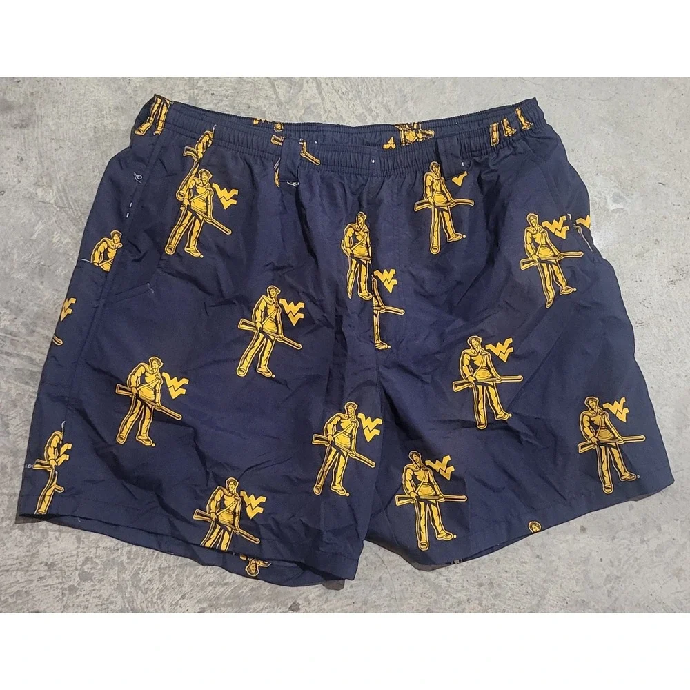 Mens Columbia PFG WVU West Virginia Mountaineers Swim Trunks Large 6